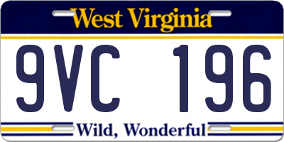 WV license plate 9VC196