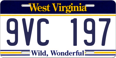 WV license plate 9VC197