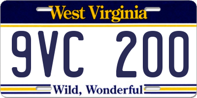 WV license plate 9VC200