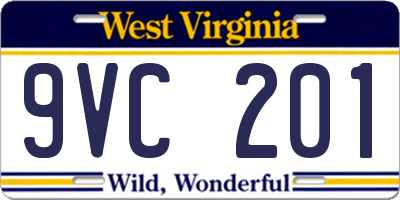 WV license plate 9VC201