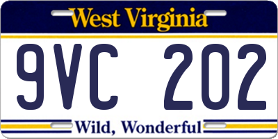 WV license plate 9VC202
