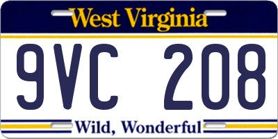 WV license plate 9VC208