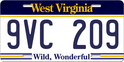 WV license plate 9VC209