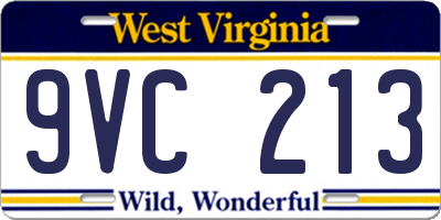 WV license plate 9VC213