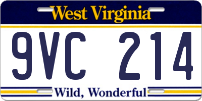 WV license plate 9VC214