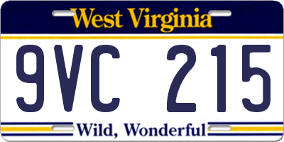 WV license plate 9VC215