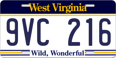 WV license plate 9VC216