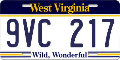 WV license plate 9VC217