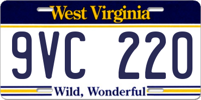 WV license plate 9VC220