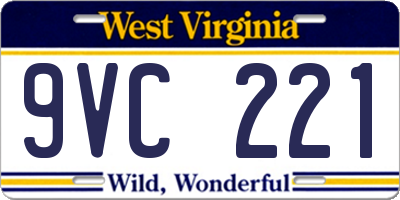 WV license plate 9VC221