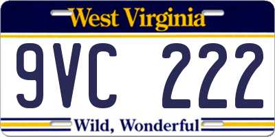 WV license plate 9VC222