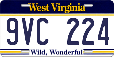 WV license plate 9VC224