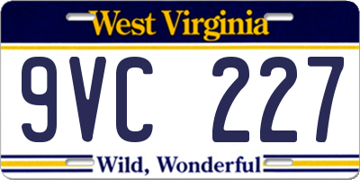 WV license plate 9VC227