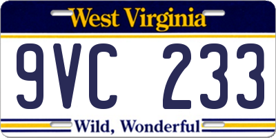 WV license plate 9VC233