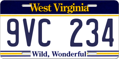 WV license plate 9VC234