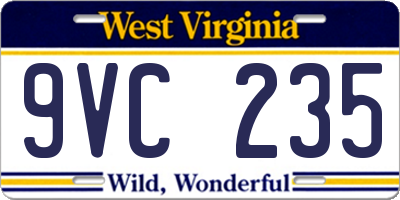 WV license plate 9VC235