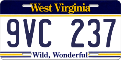 WV license plate 9VC237