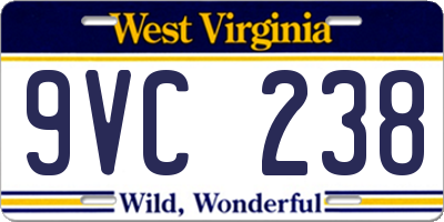 WV license plate 9VC238