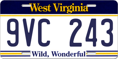 WV license plate 9VC243