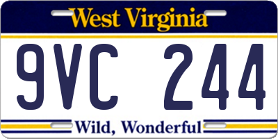 WV license plate 9VC244