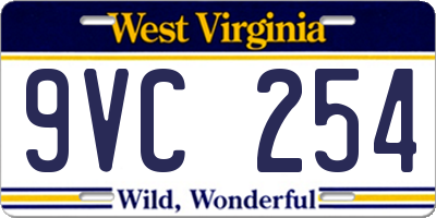 WV license plate 9VC254