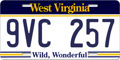WV license plate 9VC257