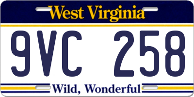 WV license plate 9VC258