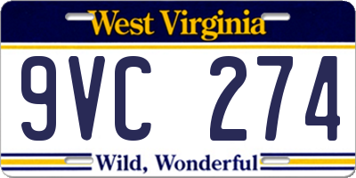 WV license plate 9VC274