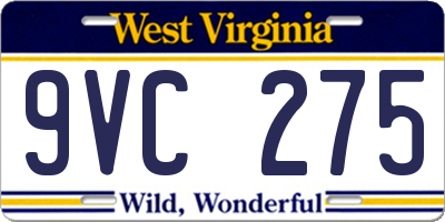 WV license plate 9VC275