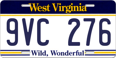 WV license plate 9VC276