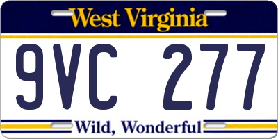 WV license plate 9VC277
