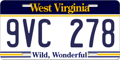 WV license plate 9VC278