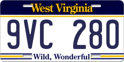 WV license plate 9VC280