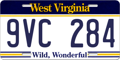 WV license plate 9VC284