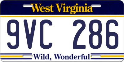WV license plate 9VC286