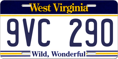 WV license plate 9VC290