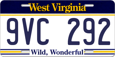 WV license plate 9VC292