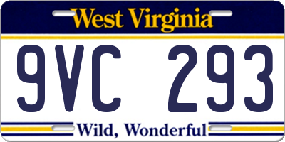 WV license plate 9VC293