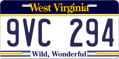 WV license plate 9VC294