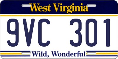 WV license plate 9VC301