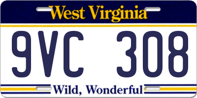 WV license plate 9VC308