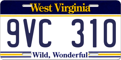 WV license plate 9VC310