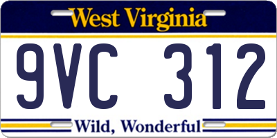 WV license plate 9VC312