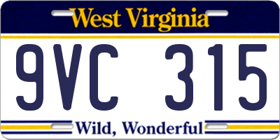 WV license plate 9VC315