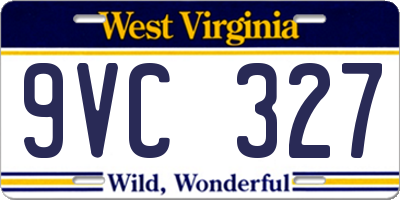WV license plate 9VC327