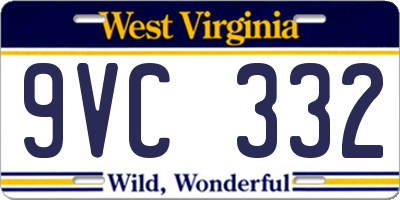 WV license plate 9VC332