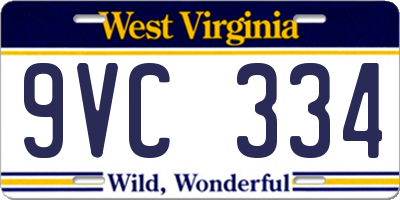 WV license plate 9VC334