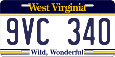 WV license plate 9VC340