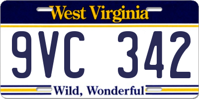 WV license plate 9VC342