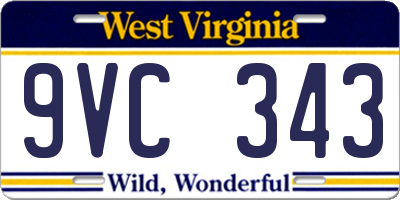WV license plate 9VC343
